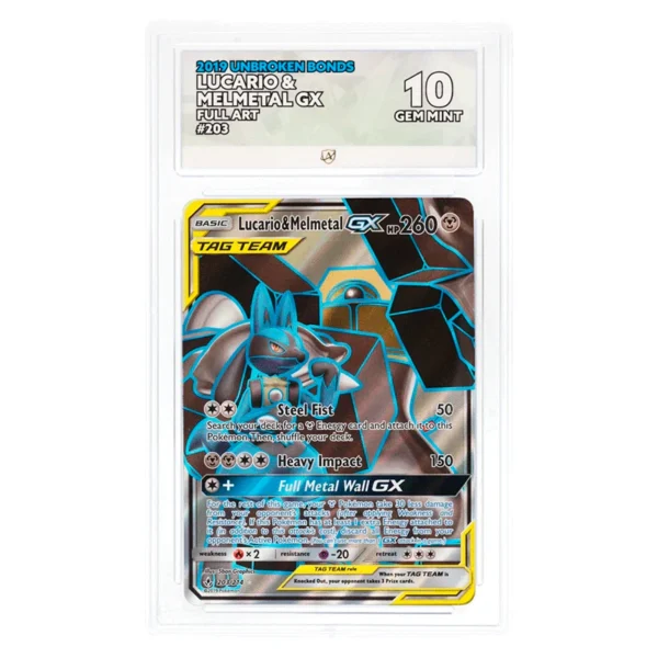 Pokemon - Unbroken Bonds - Lucario & Melmetal GX - 203/214 (ACE 10 Graded Slab)
