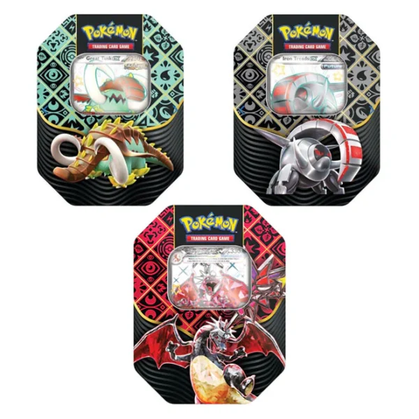 Pokémon TCG Scarlet & Violet—Paldean Fates Tin- Shiny Charizard, Iron Treads & Great Tusk ex Tins